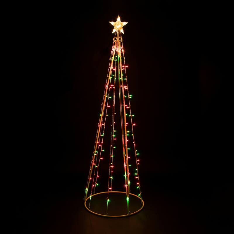 6' Red and Green Lighted Show Cone Christmas Tree Outdoor Decoration