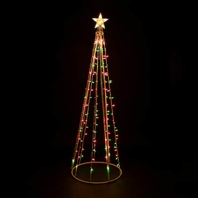 6' Red and Green Lighted Show Cone Christmas Tree Outdoor Decoration