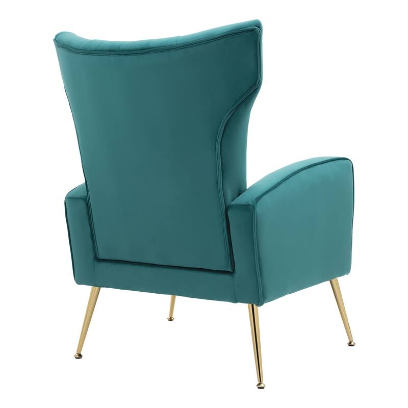 2 Set Velvet Wingback Accent Chairs with Metal Legs for Living Room