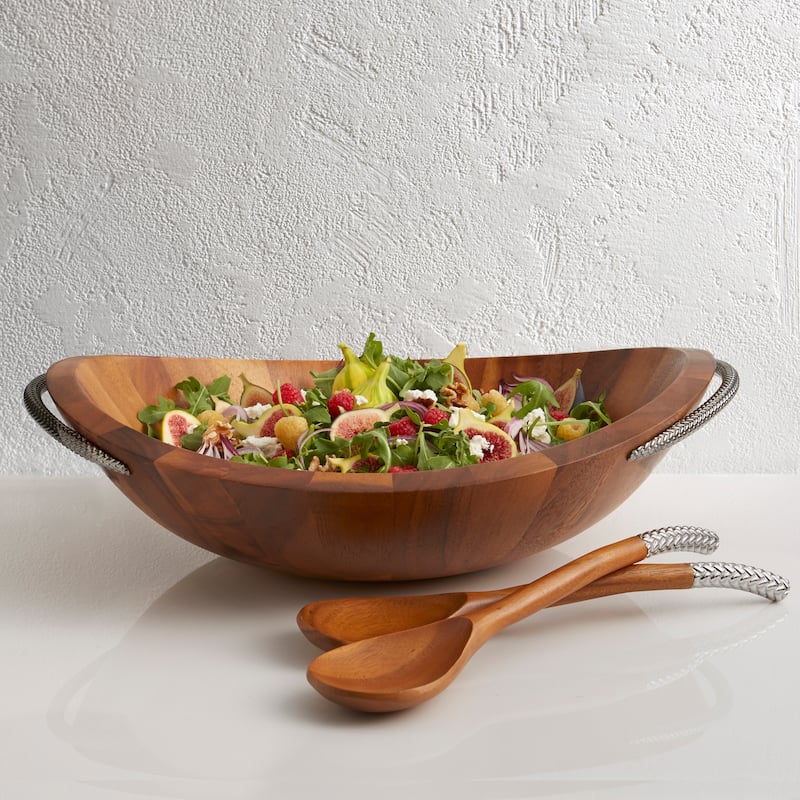 Nambe Braid Salad Bowl with Servers