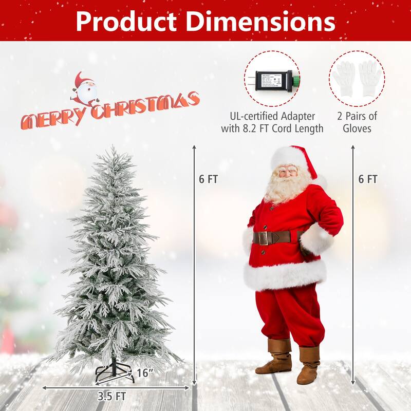 Gymax 6/7/8 FT Artificial Christmas Tree w/1108 PE PVC Branch Tips & - Green, White