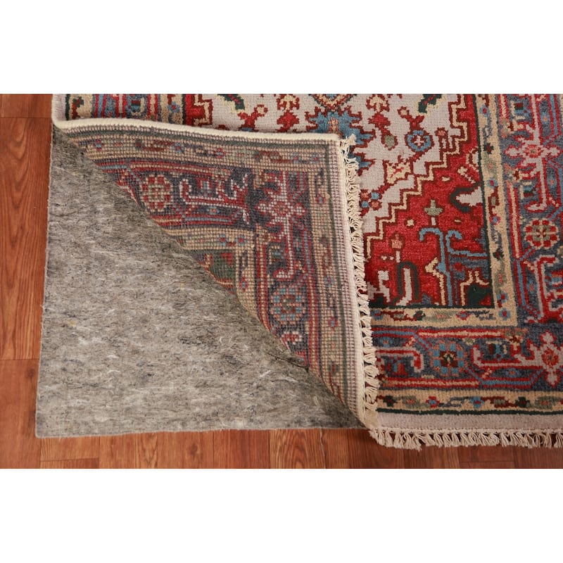 Geometric Heriz Serapi Indian Foyer Rug Hand-Knotted Wool Carpet - 3'0"x 4'11"