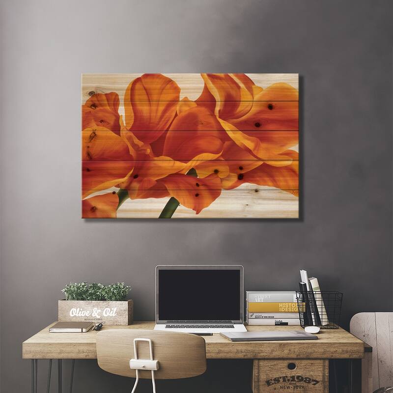 Fancy Flower II Print On Wood by Yvonne Poelstra-Holzhaus - Multi-Color