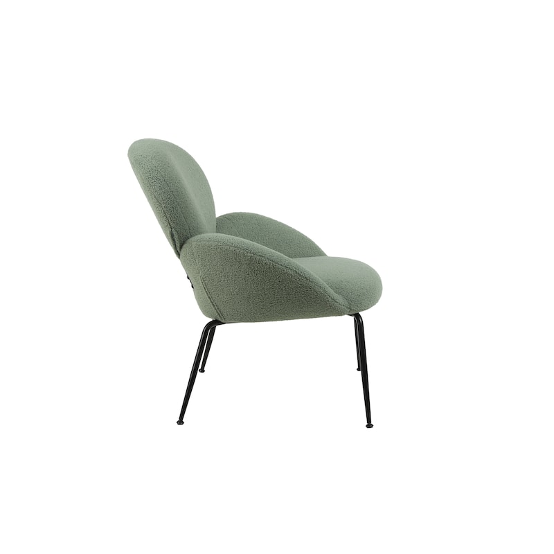 Modern Sherpa Chairs Accent Armchairs for Living Dining Room, Upholstered Chairs with Black Metal Legs, Comfy and Soft Chairs