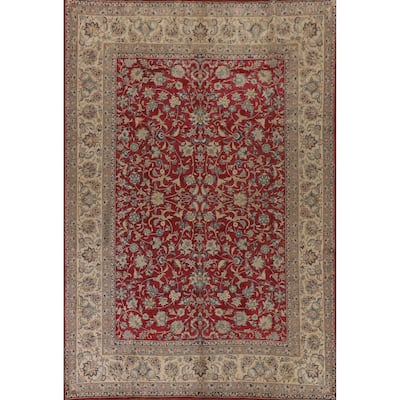 All-Over Floral Tabriz Persian Antique Area Rug Handmade Wool Carpet - 8'6"x 12'0"
