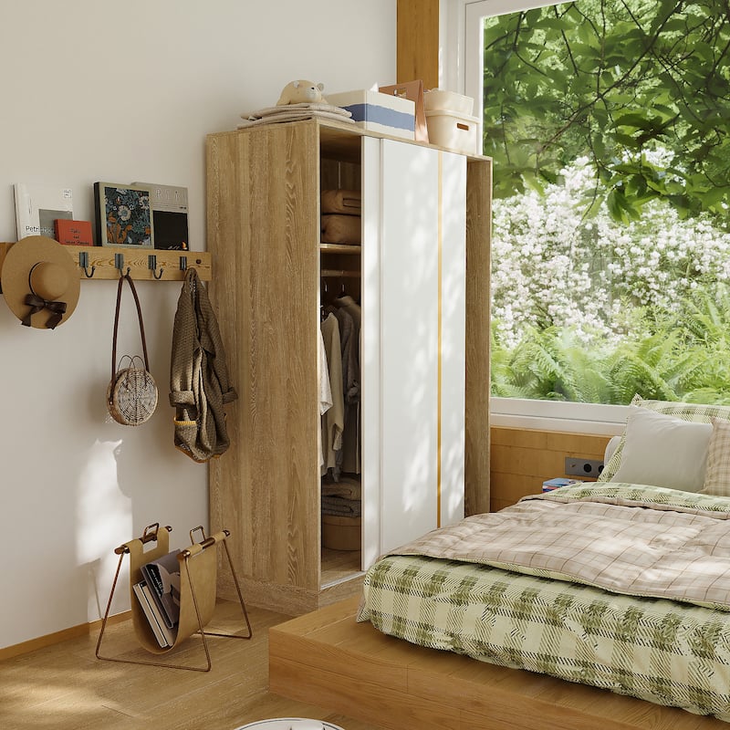 Functional Sliding - door Armoire Wardrobe Closet: Organized Storage for Your Bedroom