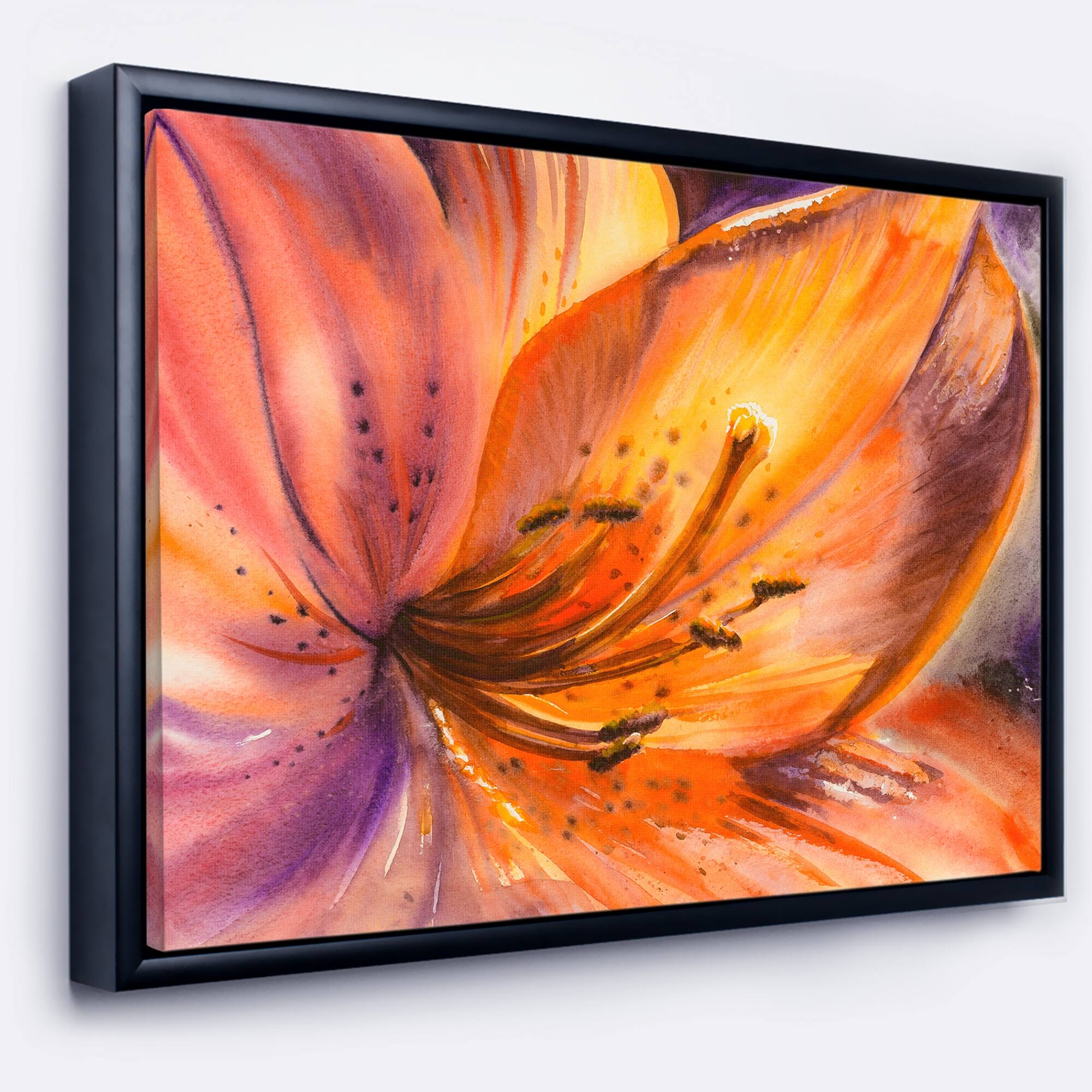 Designart "Orange Lily Flower" Floral Framed Canvas Art Print Bed Bath & Beyond 18954039