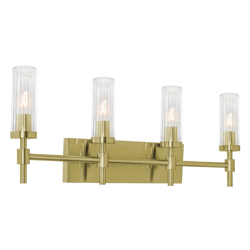 AFX HNTV3011MB Huntington 4 Light 30" Wide Vanity Light with Ribbed - Light Antique Brass