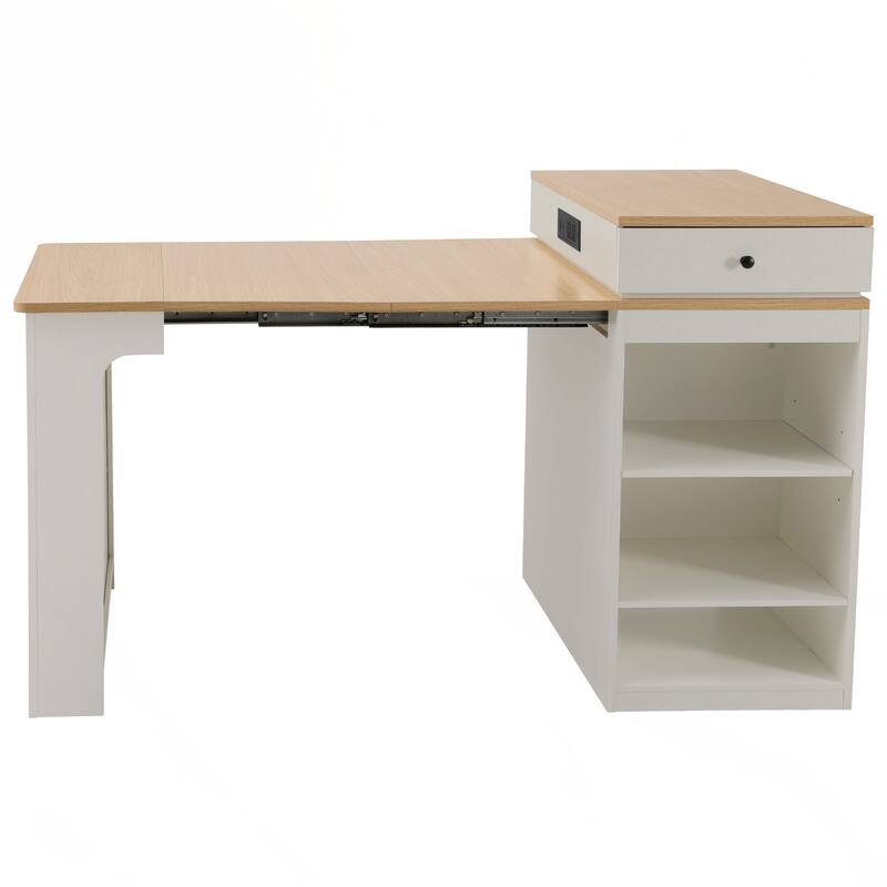 Kitchen Storage Table with Double-sided Storage, Kitchen Island with 2 Drawers