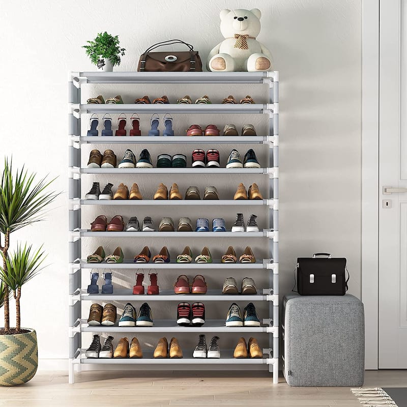 10 Tiers 50 Pair Metal Shoe Rack Shoe Shelf