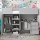 preview thumbnail 1 of 12, Full Size Loft Bed with Wardrobe,Desk,Shelves and Drawers for Home,Kids Bed Design