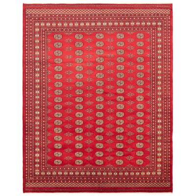 ECARPETGALLERY Hand-knotted Finest Peshawar Bokhara Dark Red Wool Rug - 8'0 x 10'2