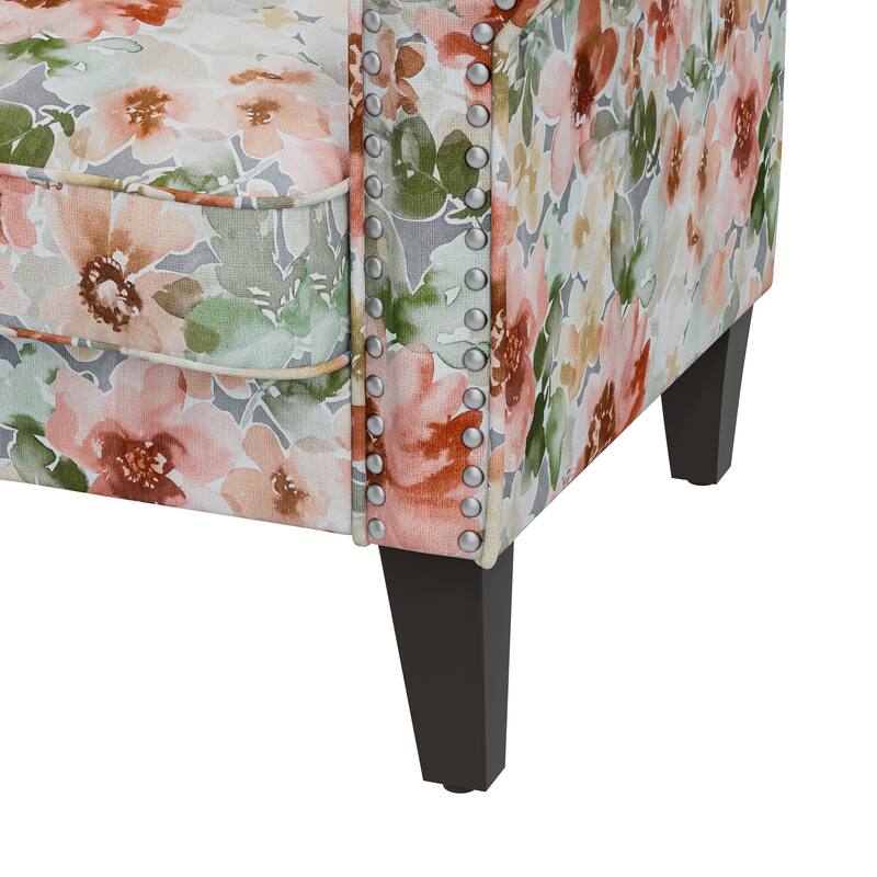 Herve Traditional Rolled Arm Accent Chair with Pewter Nailheads