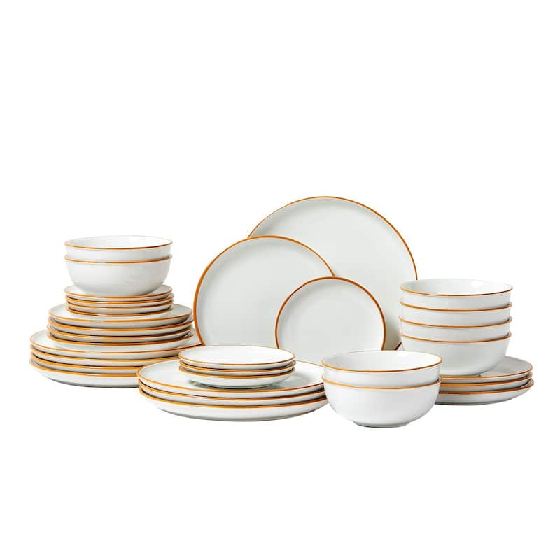 Space Saving Ceramic Dinnerware Set Dishwasher Safe Plates and Bowls