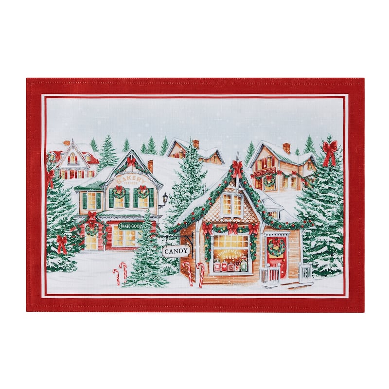 Storybook Christmas Village Holiday Placemat Set of 4 - 13x19