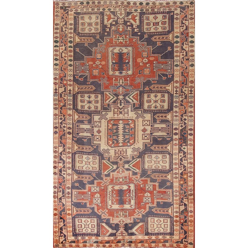 Vegetable Dye Meshkin Persian Vintage Area Rug Handmade Wool Carpet - 5'1"x 9'2"