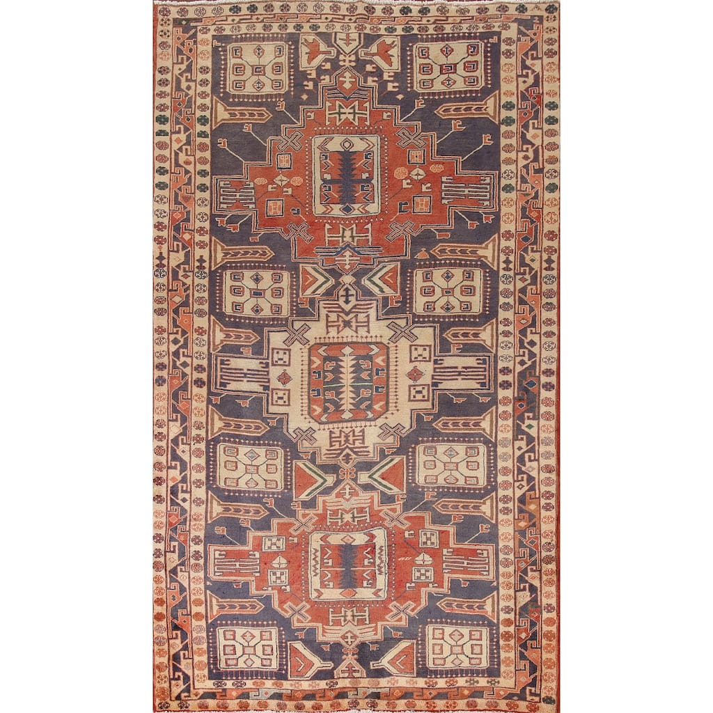 Vegetable Dye Meshkin Persian Vintage Area Rug Handmade Wool Carpet - 5'1"x 9'2"