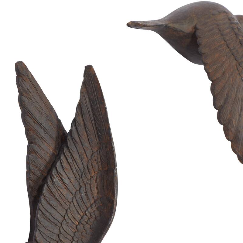 Polystone Bird Distressed 3D Floating Home Wall Decor - Set of 3 Dark Brown, Silver, Gold - Roche River Decor