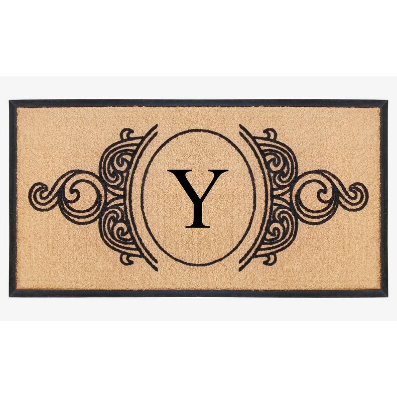 A1HC Natural Coir & Rubber Hand Flocked Large Monogrammed Doormat 30X60 Inch - Y