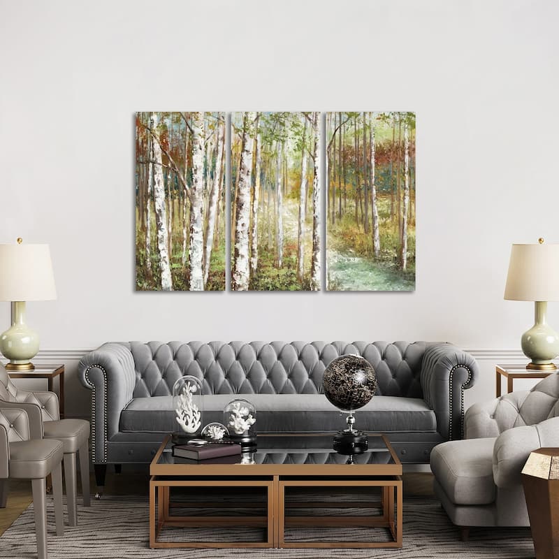 iCanvas "Warm Spice Birch Path" by Nan 3-Piece Canvas Wall Art Set - 40x60x1.5