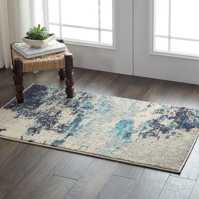 Nourison Modern Abstract Sublime Area Rug - 2'2" x 3'9" - Ivory/Blue