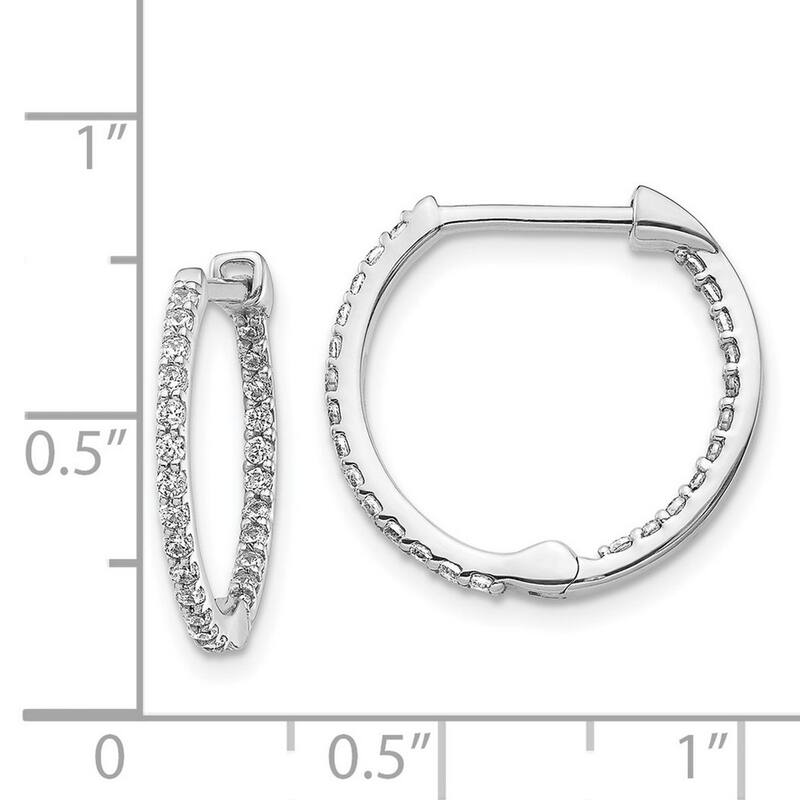 Curata 14k White Gold Diamond Hoop Earrings - 16x17mm Wide 2mm Thick