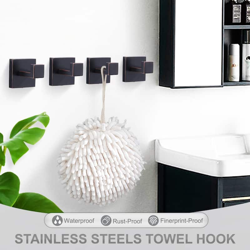 WOWOW J-Hook Wall Mount Robe/Towel Hook 4PCS