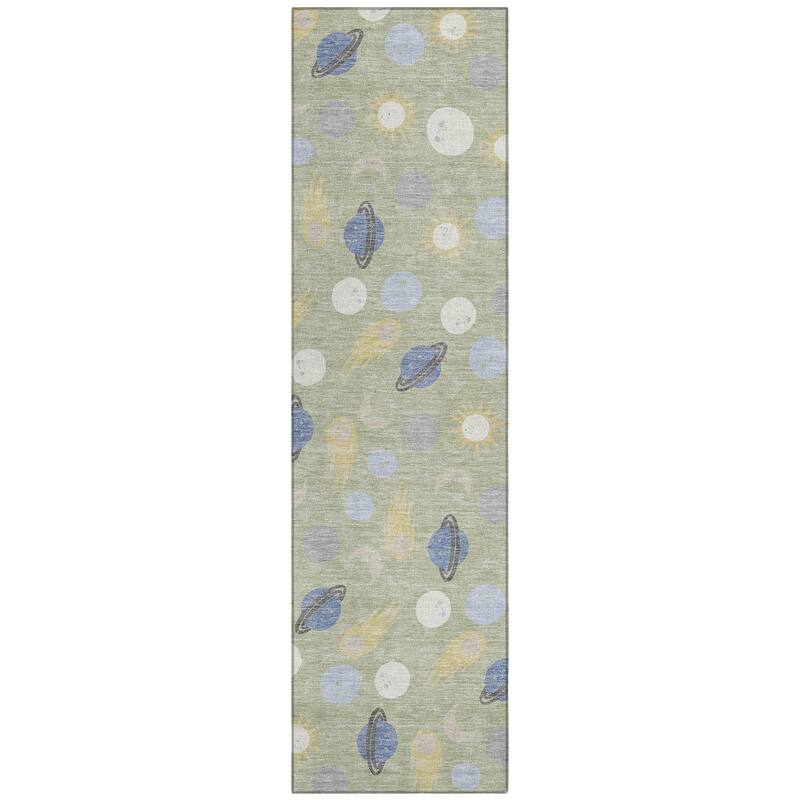 Machine Washable Indoor/ Outdoor Planets Comets Chantille Rug