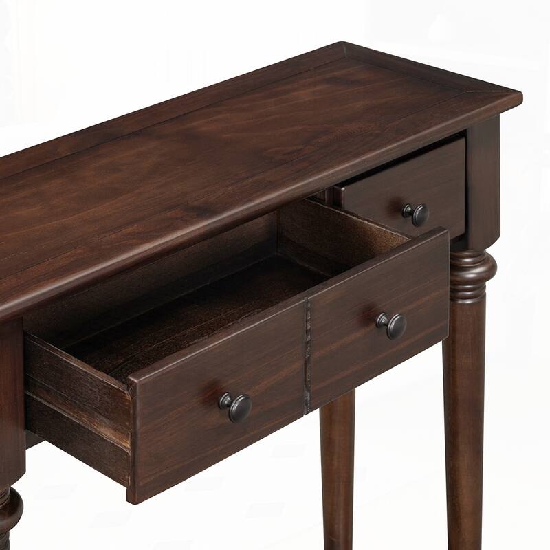 Retro Console Table with Open Shelf and 4 Drawers for Entryways