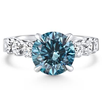 4.50Ct Blue Diamond Engagement Ring White Gold Lab Grown