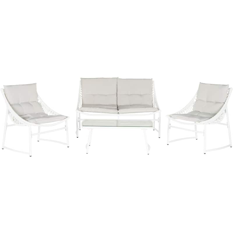 SAFAVIEH Outdoor Hildrun Rattan 4-Piece Set - 28W x 30D x 50H