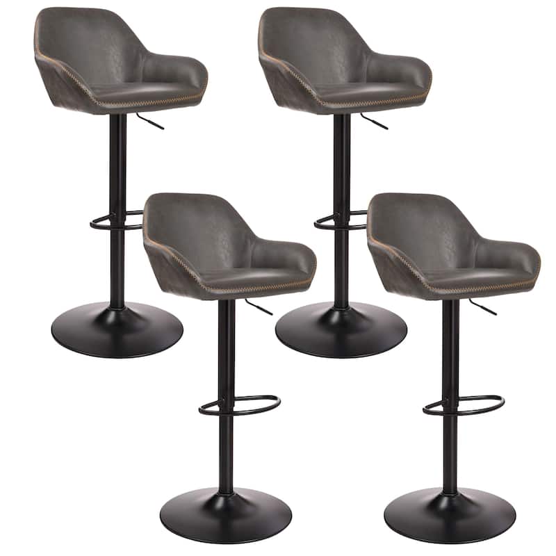 Glitzhome Mid-Century Height Adjustable Faux Leather Swivel Counter Bar Stools