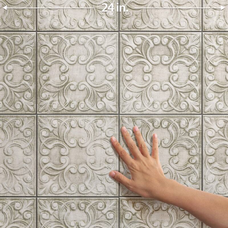 Merola Tile Victorian Tin Zinc 17-3/8" x 17-3/8" Porcelain Wall Tile