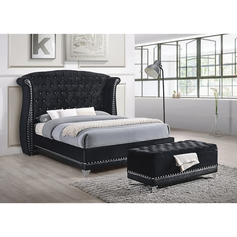 Tamsin Black Wingback Upholstered Bed
