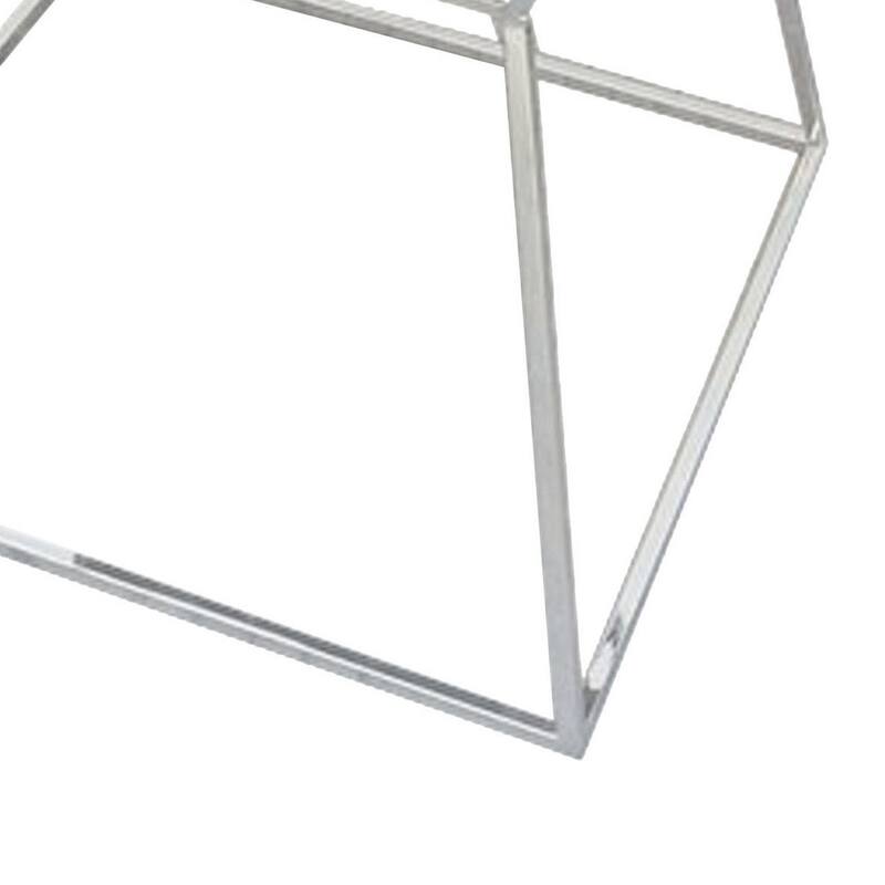 18 in. Black and Silver Rectangle Faux Marble End Table, Durable Hourglass Frame