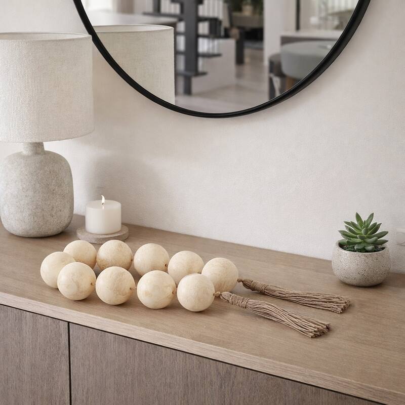 Decorative Swirl Beaded Garland with Tassels - 46"