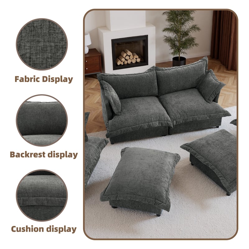6-Piece Chenille Cloud Modular Living Room Set