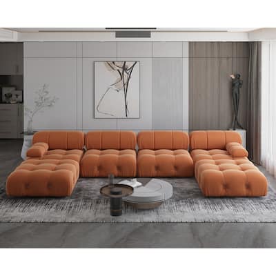 138'' Modern Velvet Upholstery U-shaped Sectional Sofa