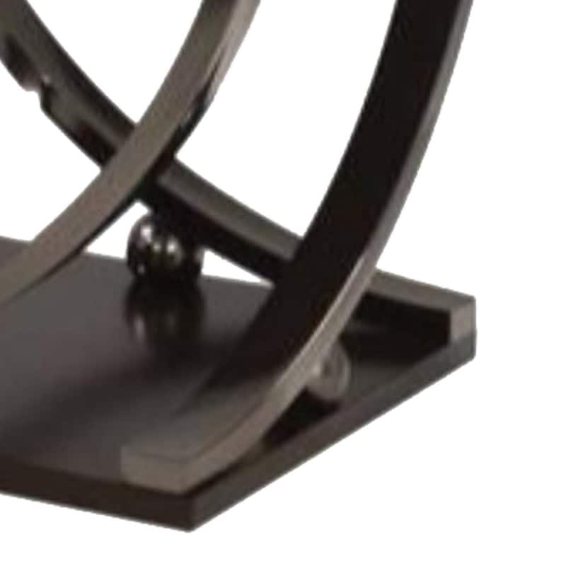 23 Inch Wood Top End Table with Curved Metal Legs,Dark Brown - 23.25 H x 23.5 W x 23.5 L Inches
