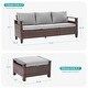 preview thumbnail 25 of 27, Bonosuki 3 Pieces Patio Sofa with Ottomans, All-Weather PE Rattan Wicker Sofa Small Patio Conversation Couch with Cushion, Brown