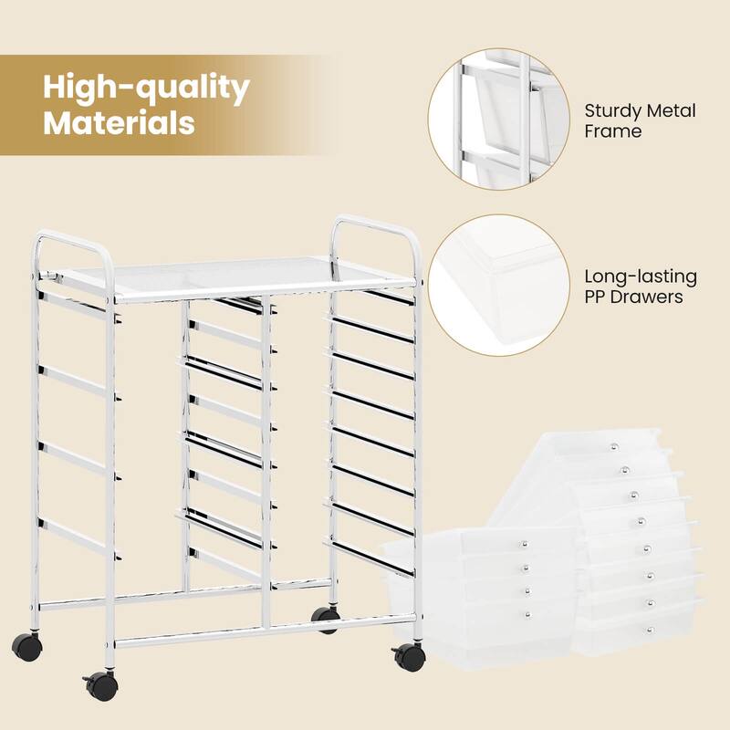 Costway 15 Drawer Rolling Storage Cart Tools Scrapbook Paper Office - See Details