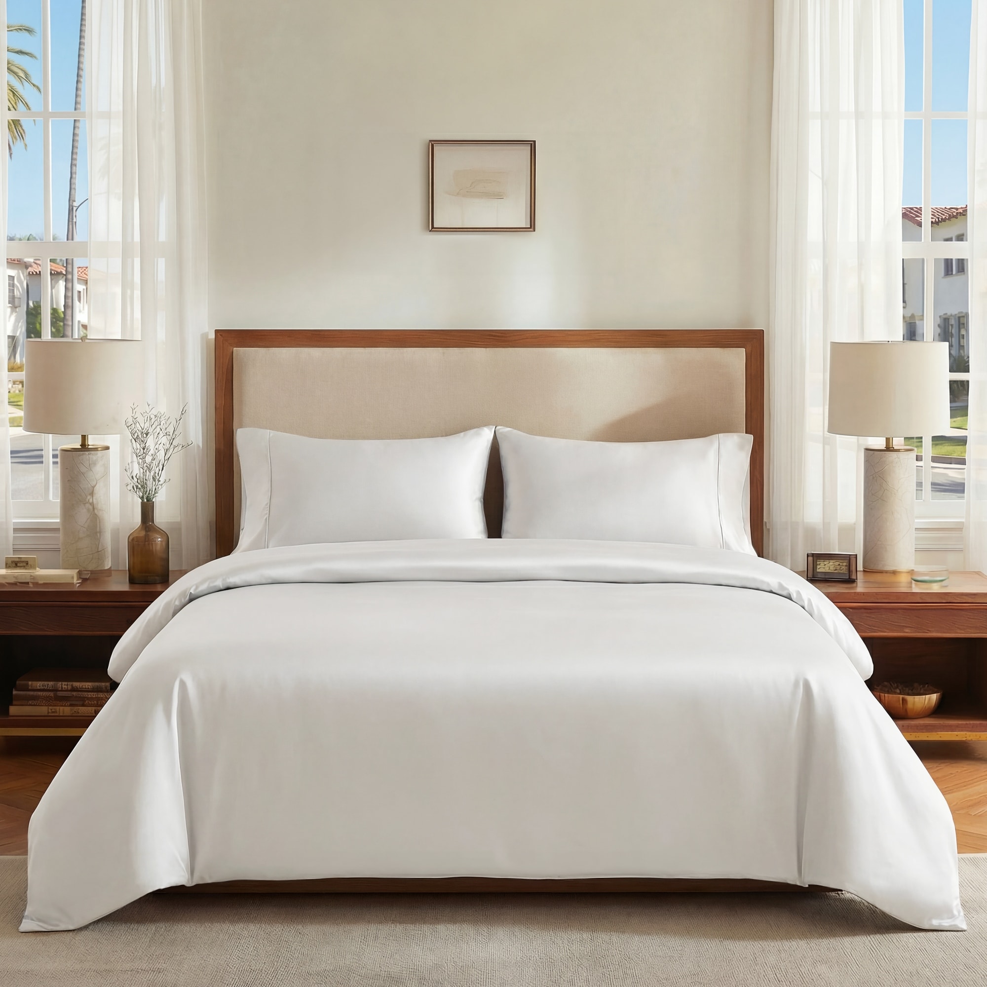 Deconovo Bamboo Fiber Satin Bedding Collection Duvet Cover (1 Piece) or Sheet Set (4 Piece)