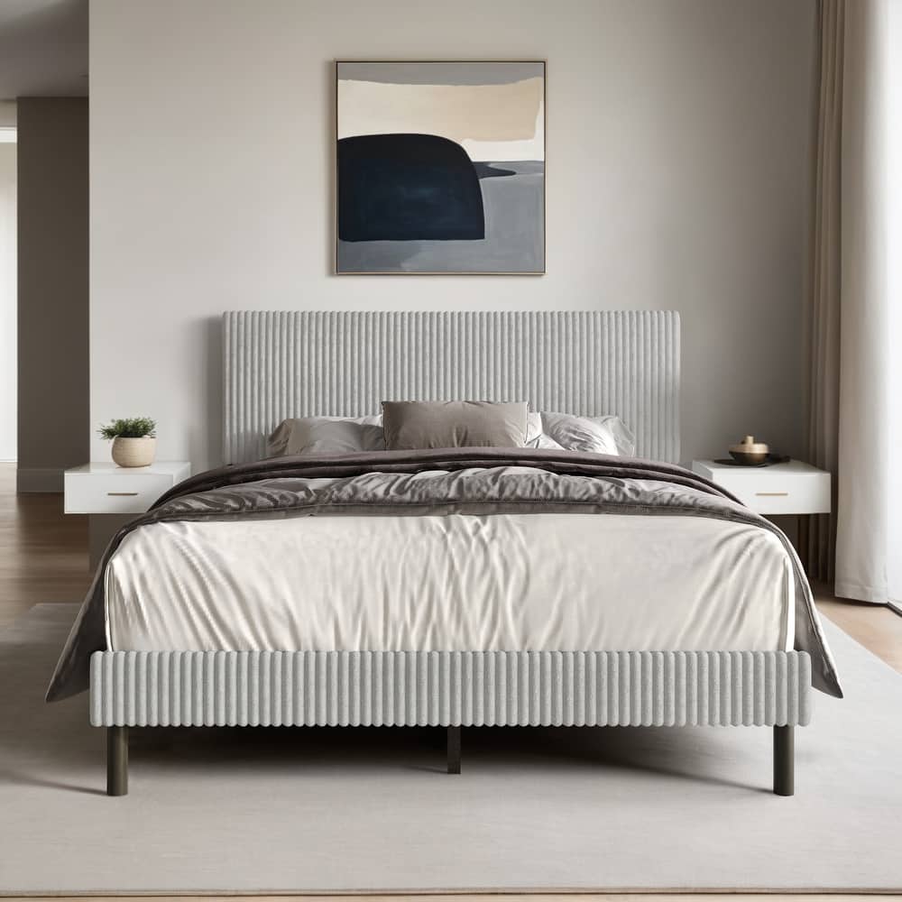 Clayfell Osceola Luxurious Corduroy Upholstered Panel Bed