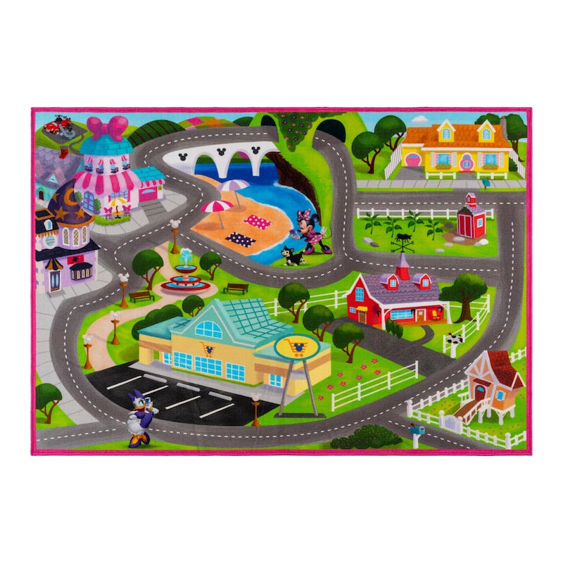 Licensed Disney Mickey Mouse Minnie Mouse Digitally Printed Youth Play Area Rugs - 4' 6" x 6' 6" - Minnie Road Play