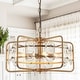 preview thumbnail 2 of 15, Industrial Modern 4-Light Metal Crystal Open Frame Drum Chandelier for Dining Room - 10-in H x 17.6-in D Gold