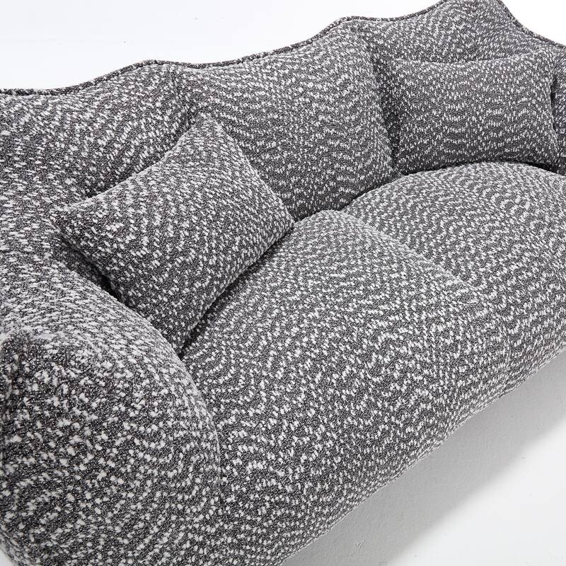 73.2" Chenille Oversized Beanbag Sofa Chair with High-Resilience Foam, Armrests and Handles