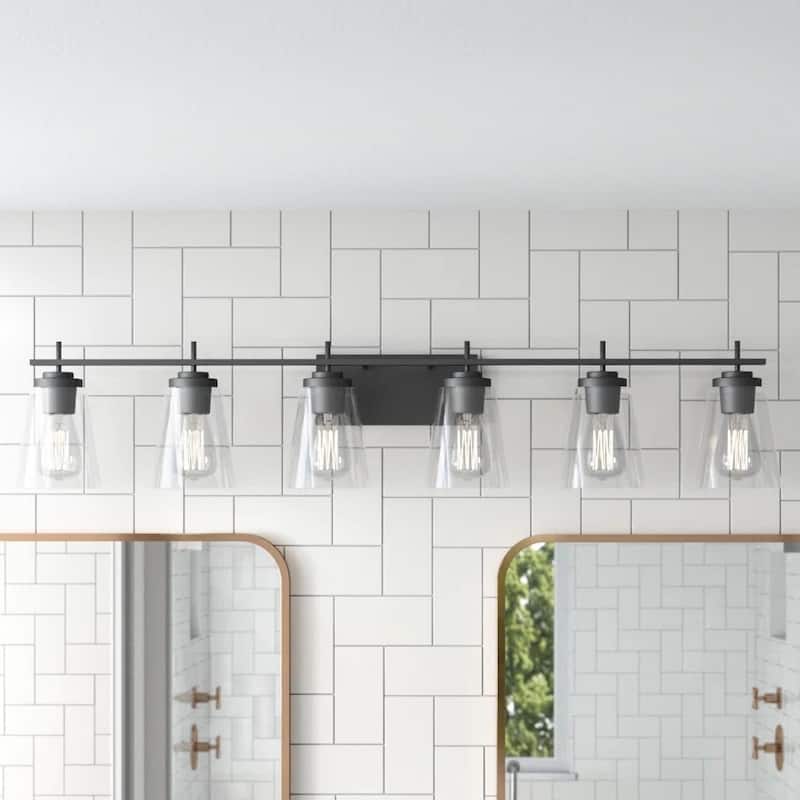 Kiro 6-light Modern Farmhouse Black Bathroom Vanity Lights with UL Certified - 46''