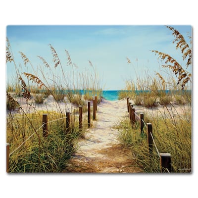 Counter Art Glass Cutting Board / Counter Saver 12"x15", Path To The Ocean - 12"x15"