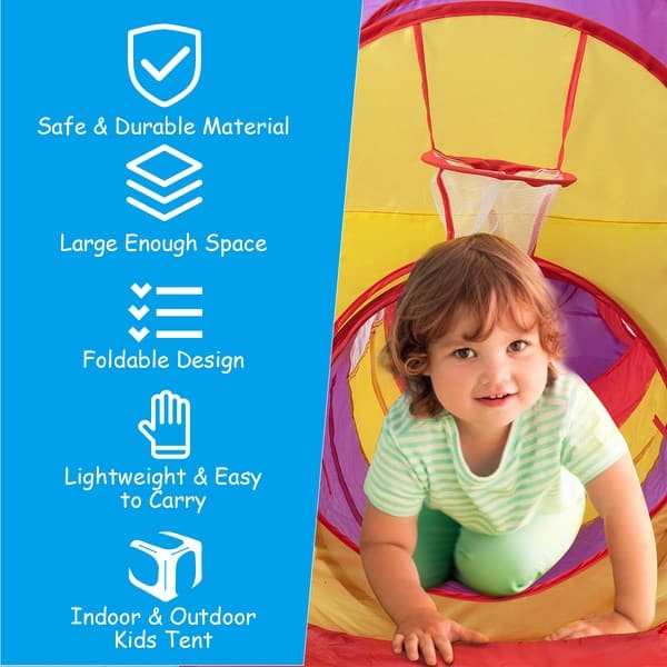 3pc Kids Play Tent Tunnel Portable Folding Play House with Carry Case Castle Prince or Princess Children/’s Pop Up /“Rocket Ship,/” Tent for Indoor or Outdoor Use /& Ball Pit with Basketball Hoop Toys