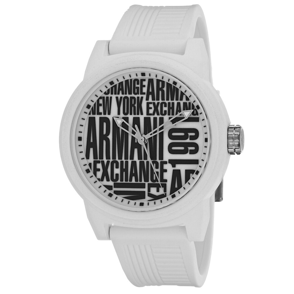 Shop Armani Exchange Men S Classic White With Black Armani Exchange Design Dial Watch Ax1442 On Sale Overstock 25751483